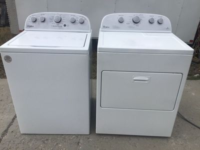 SUPER NICE EXTRA LARGE CAPACITY WHIRLPOOL WASHER AND DRYER SET INCLUDES FREE DELIVERY PLUS INSTALL