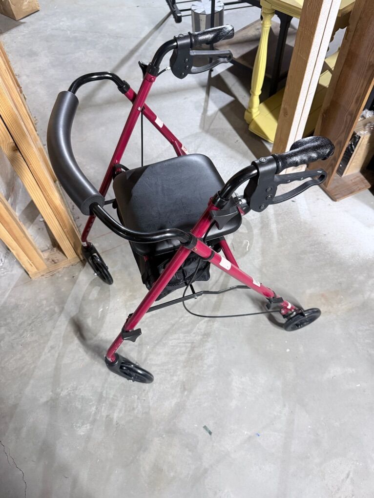 4-Wheel Rolling Walker with Seat - hand brakes