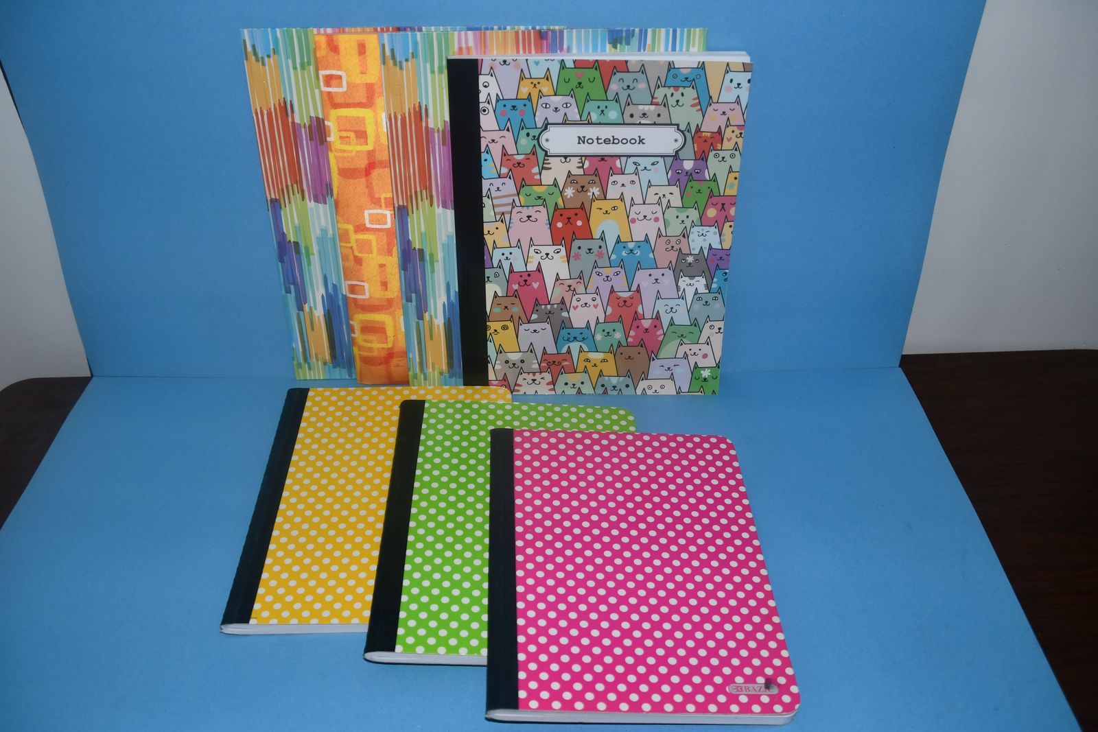 NEW ~ 4 NOTEBOOKS & 3 FOLDERS ~ CATS & POLKA DOTS ~ 3D FOLDER ~ ALL FOR $5