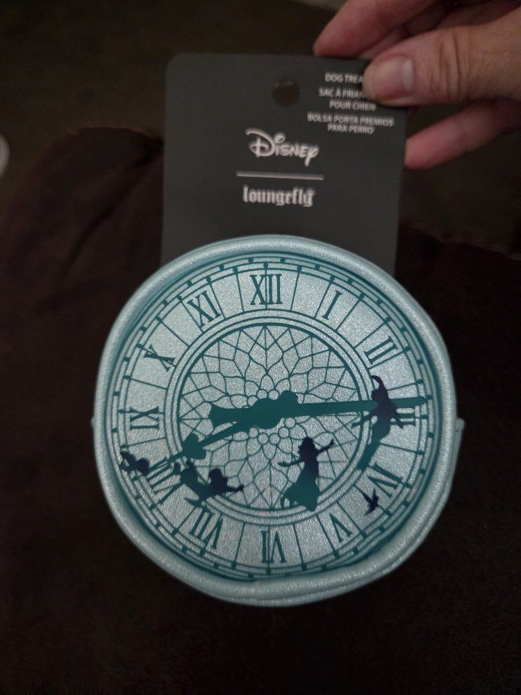 Disney Loungefly Peter Pan Clock Face Dog Treat Bag Teal Blue New NWT