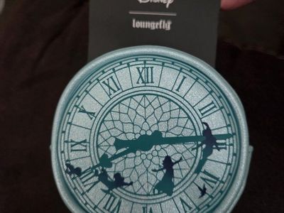 Disney Loungefly Peter Pan Clock Face Dog Treat Bag Teal Blue New NWT