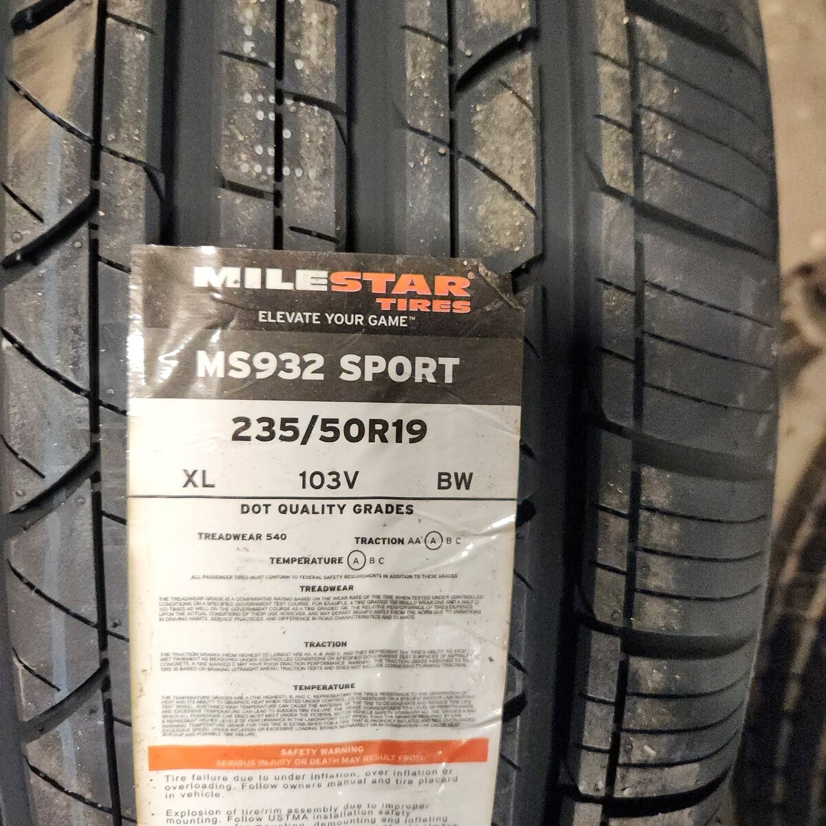 235/50r19 milestar ms932 sport