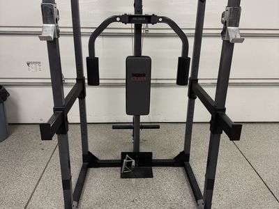 Weider squat rack with pec deck