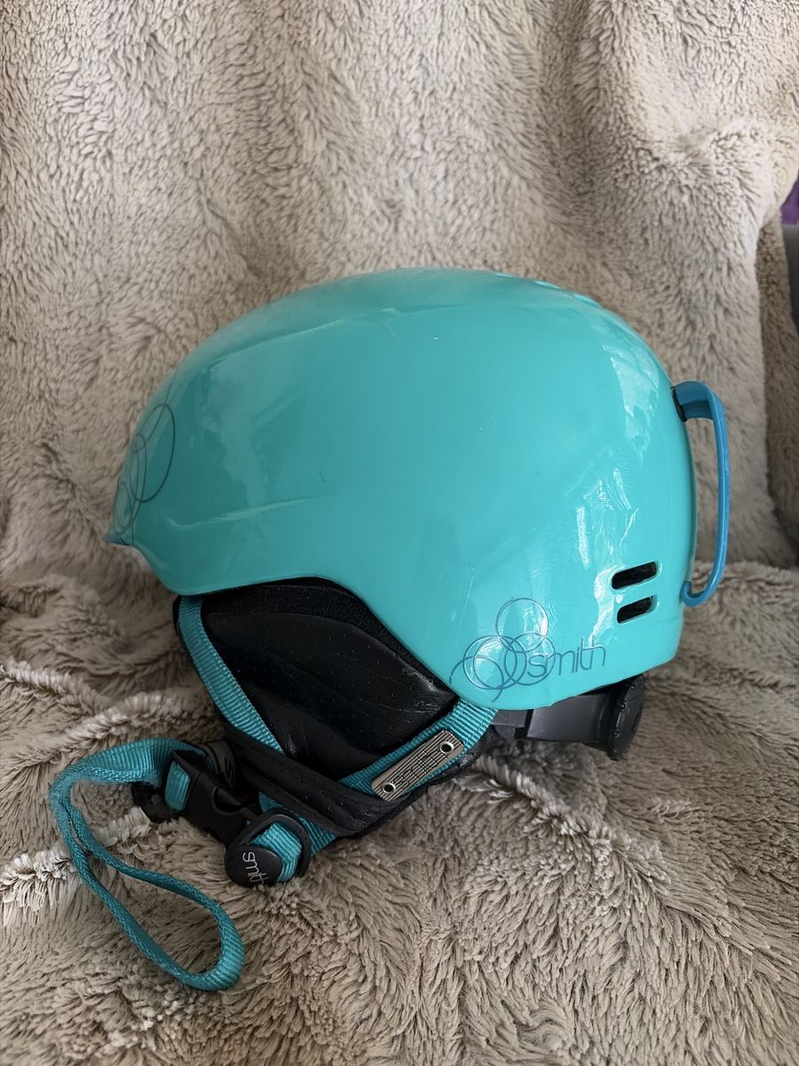 Child Smith Teal Blue Ski and Snowboard Helmet with Earpads