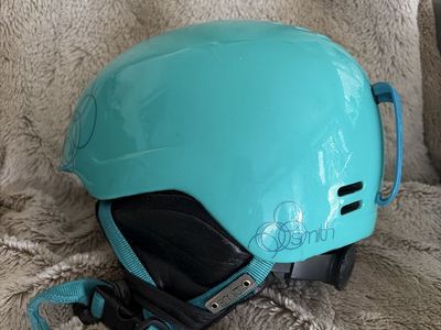 Child Smith Teal Blue Ski and Snowboard Helmet with Earpads