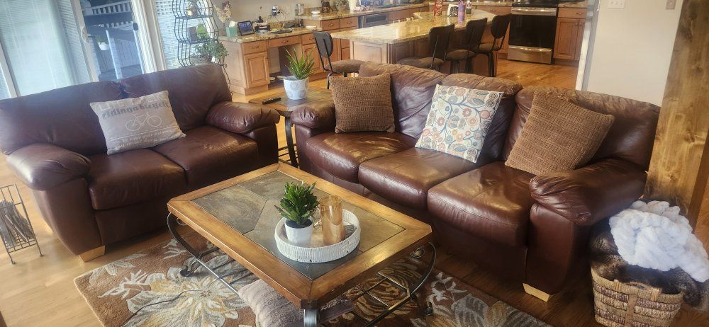 Leather Couch and Love Seat