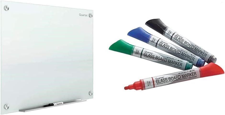 Quartet Glass Dry-Erase Whiteboard with Markers and Mounting Hardware