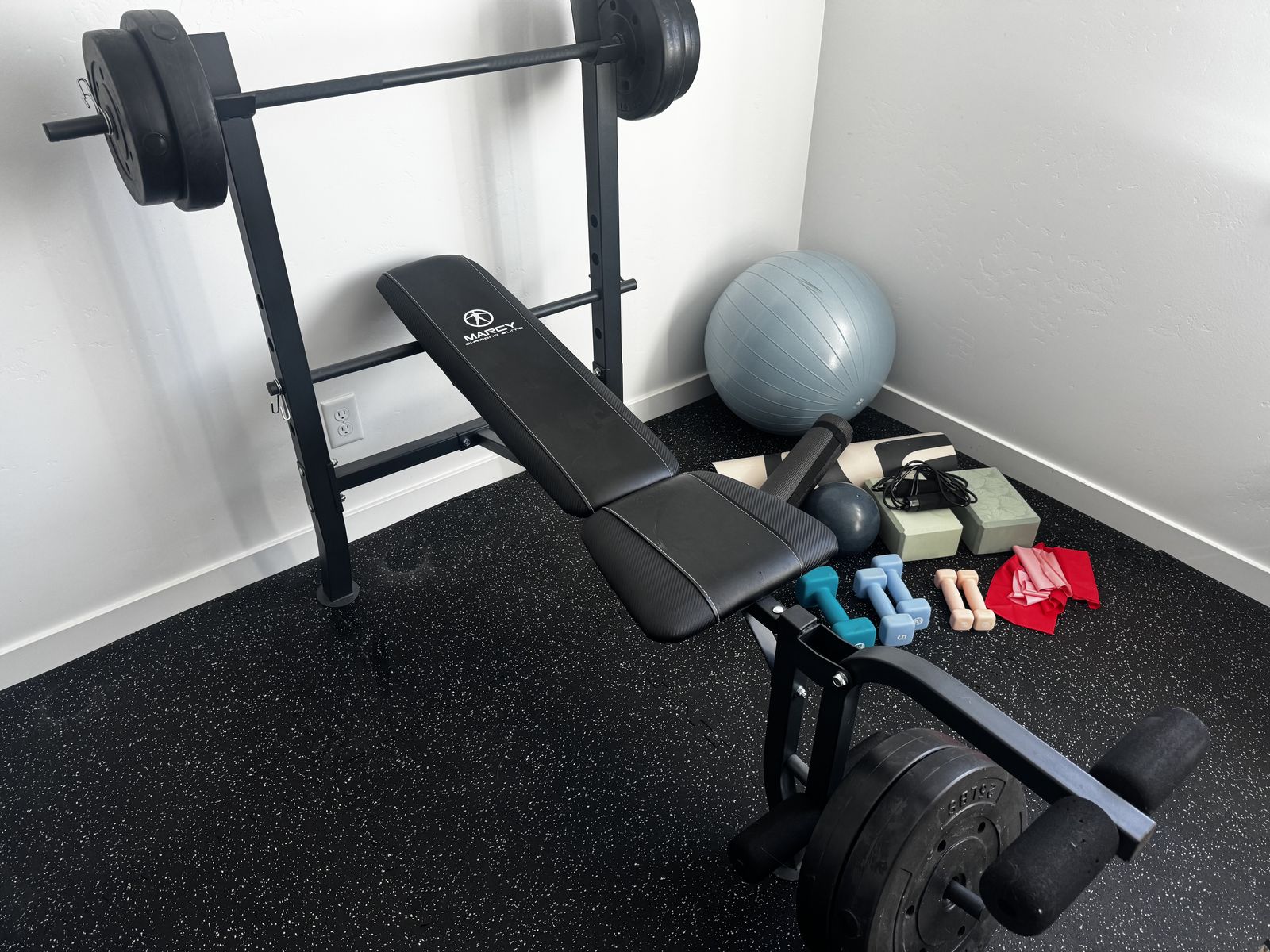 Weight bench, double foam floor, and everything pictured.