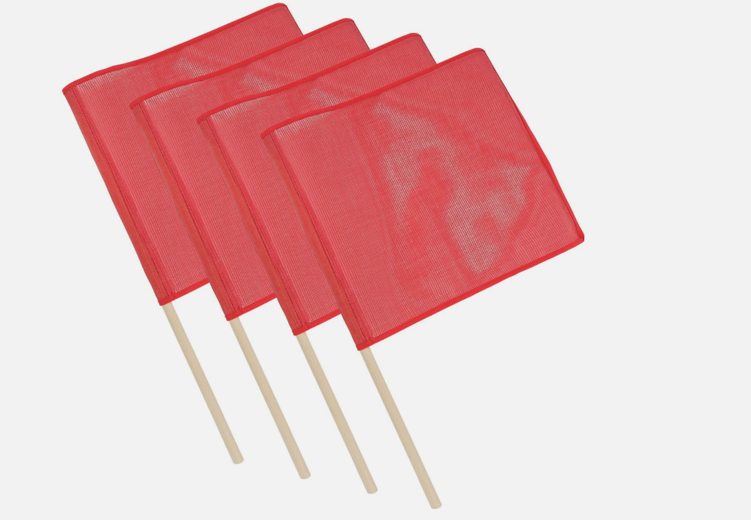 (4 Pack) Vinyl Mesh Flag w/ Dowel DOT Red OverSize Flatbed Trailer