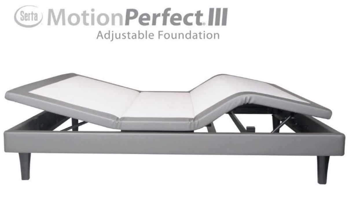 Serta Motion Perfect III Adjustable Foundation with massage feature and Queen Plush Mattress.