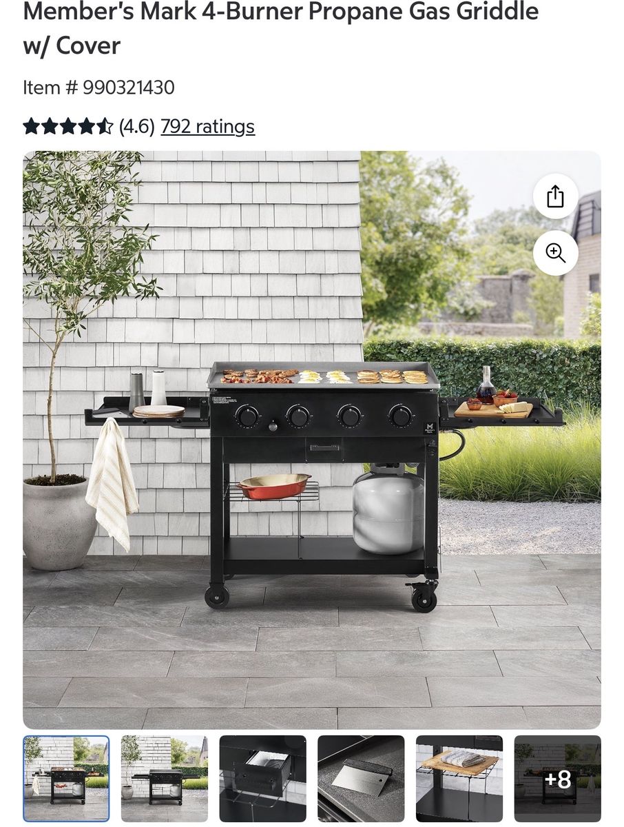 Member's Mark 4-Burner Propane Gas Griddle w/ Cover - Outdoor Cooking Station