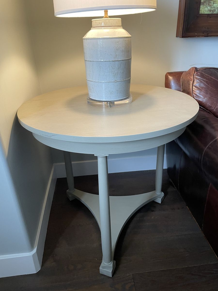2 Grey Wooden Circular Tables