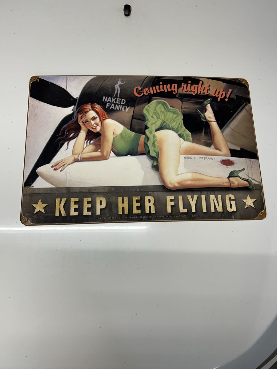 Greg Hildebrandt Vintage Pin-Up 'Keep Her Flying' Metal Sign