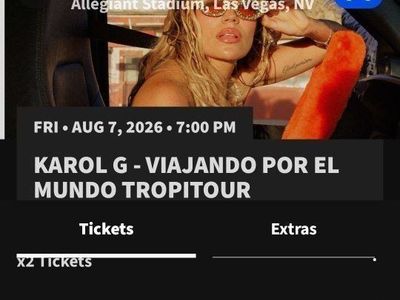 Karol G - Viajando Por El Mundo Tropitour Tickets (2) - Las Vegas 8/7/26