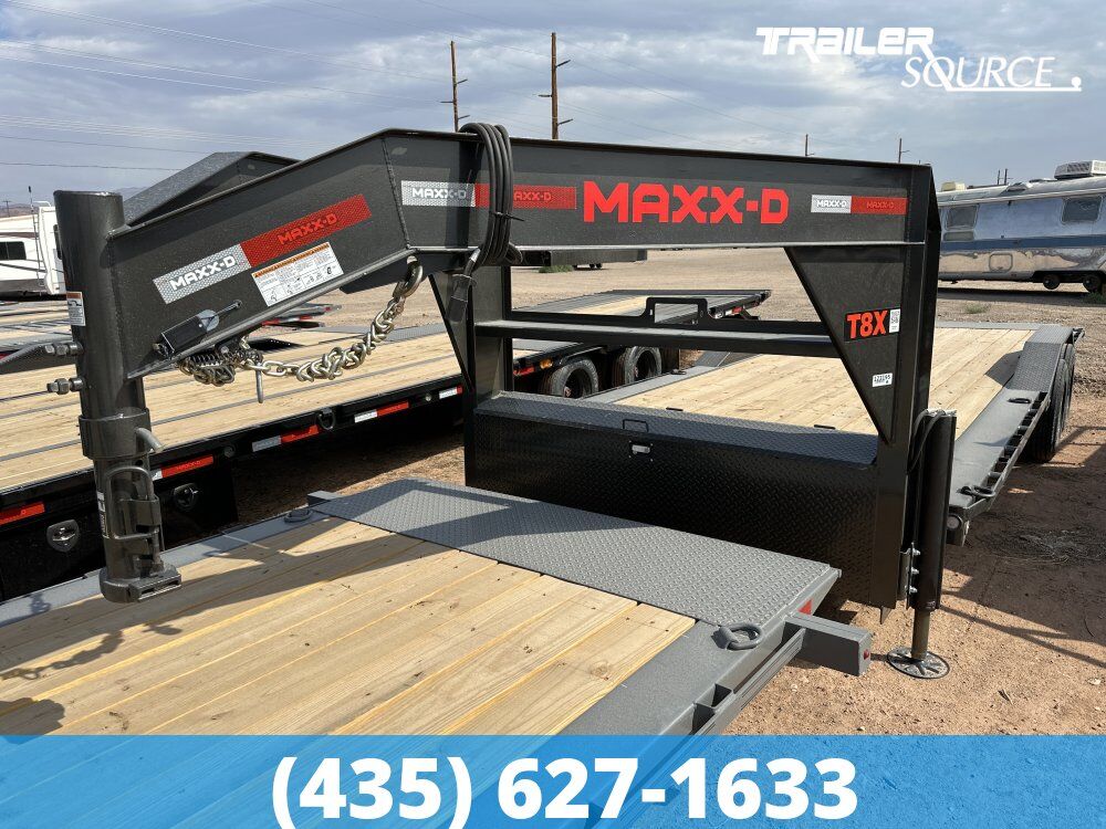 8.5x24 Maxx-D T8X Gooseneck Power Tilt Trailer -  18K GVWR - Hydraulic Jack(s), Wide Body w/ Drive Over Fenders, Winch Plate