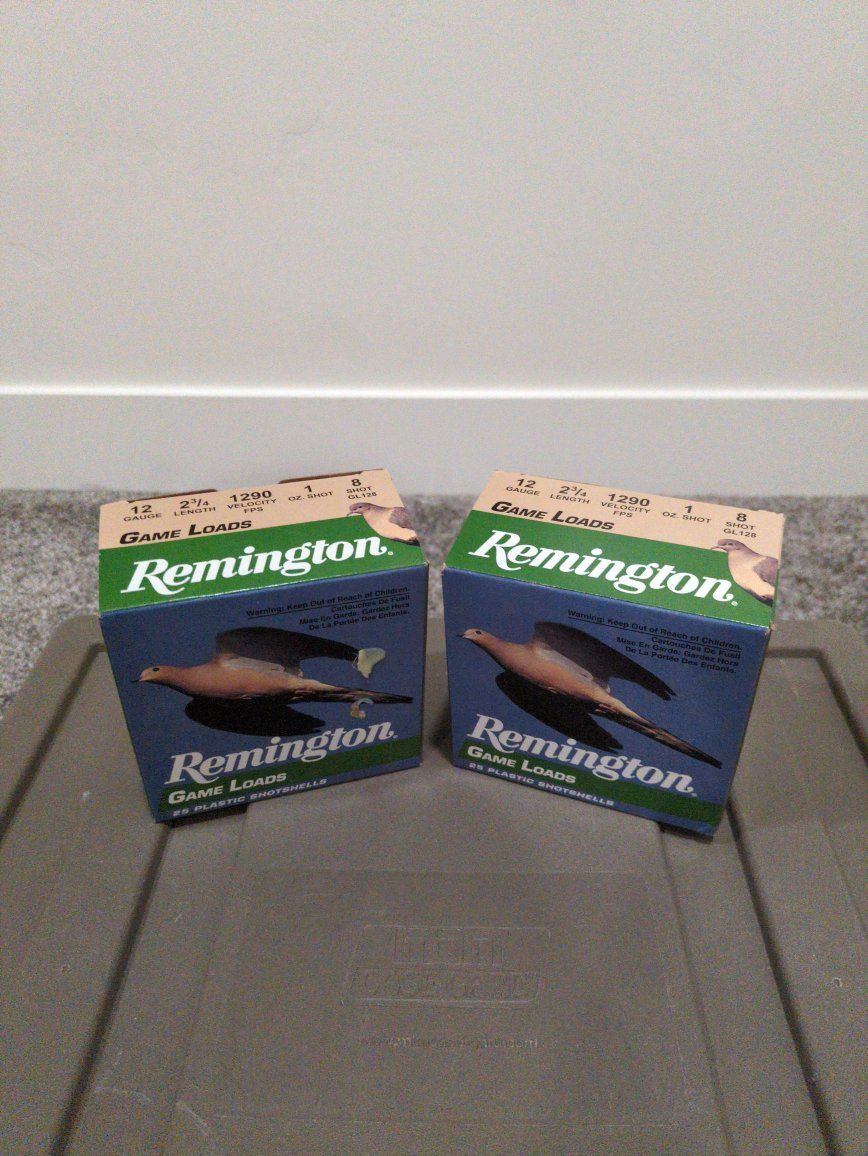 2 Boxes Remington Game Loads 12 Gauge 2-3/4 In 1 oz #8 Shot Shotgun Shell Boxes