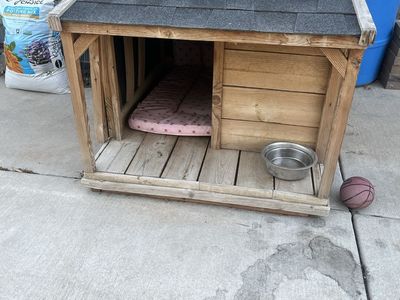 Large Wooden Dog House with Porch and Shingled Roof - Durable Outdoor Pet Shelter
