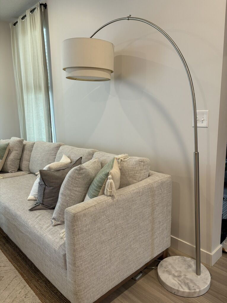 Crate & Barrel Meryl Arc Nickel Floor Lamp