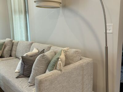 Crate & Barrel Meryl Arc Nickel Floor Lamp