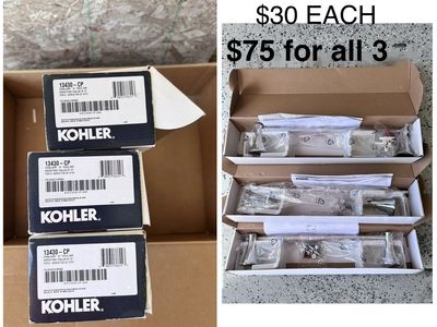 3x Kohler Coralais 18" Towel Bar Polished Chrome - Model 13430-CP - New in Box Bathroom Hardware