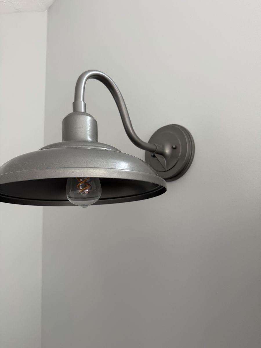 Modern Farmhouse Gooseneck Wall Sconce Light Fixture - Metallic Silver / Pewter Finish (pair)