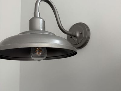 Modern Farmhouse Gooseneck Wall Sconce Light Fixture - Metallic Silver / Pewter Finish (pair)