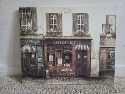 French Cafe Street Scene Canvas Wall Art