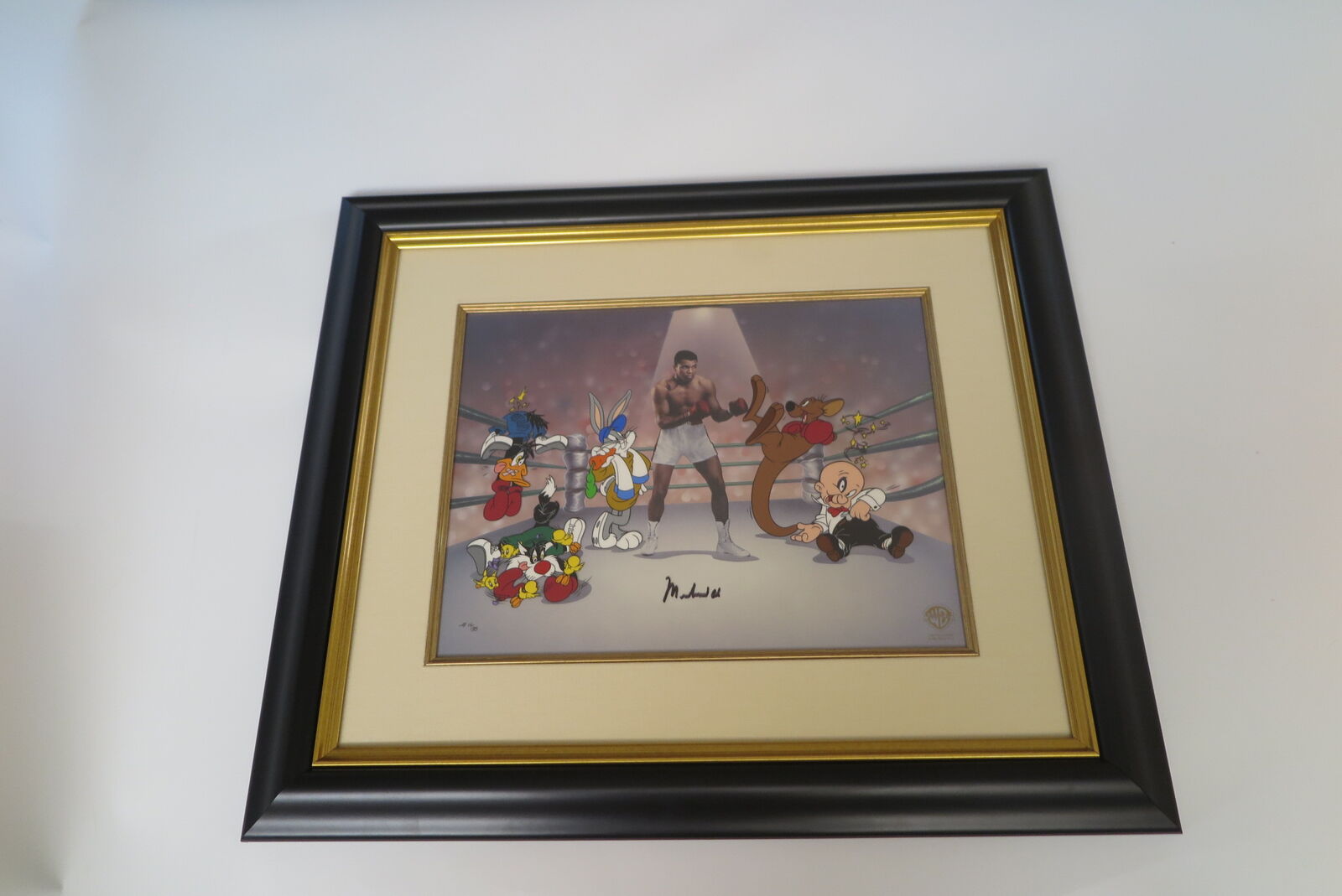 muhammad ali/warner bros "the greatest"animation art/with olympic champions stamp