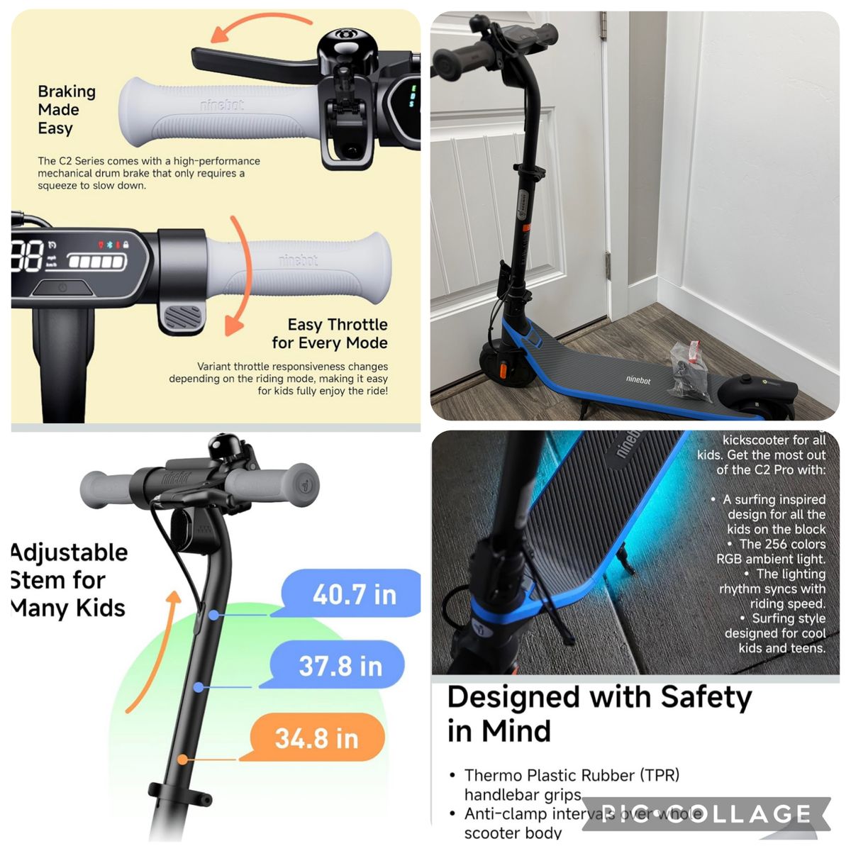 Segway Ninebot C2 Pro Kids Electric Kickscooter - Blue & Black Brand New 