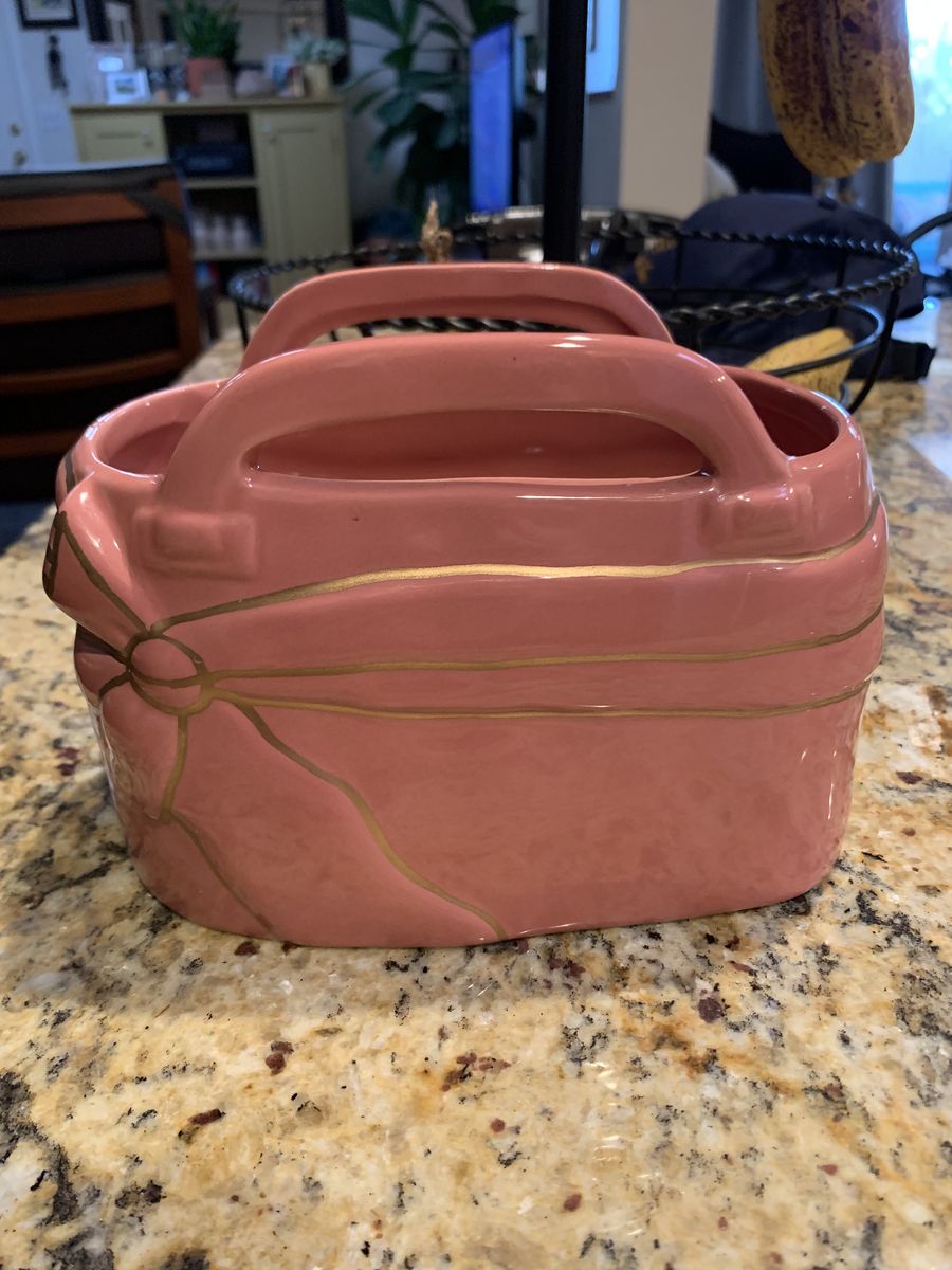 Unique Pink Ceramic Handbag Vase or Planter