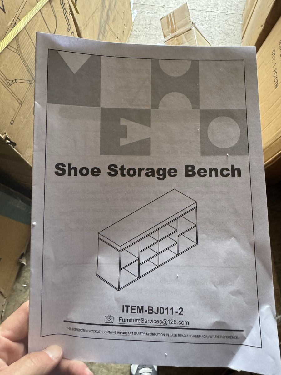 TJYGO Shoe Storage Bench with 10 Cubbies & Padded Seat - Black, 41" - New in Box