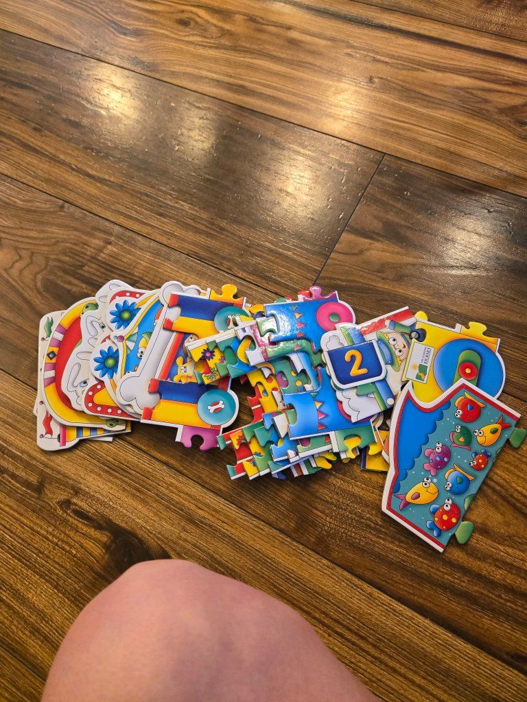 Kids Puzzle Bundle: Disney Stitch, Bluey, Number, and Alphabet Learning Puzzles - Educational Toy Set counting blocks set