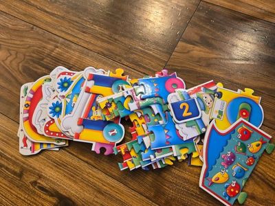 Kids Puzzle Bundle: Disney Stitch, Bluey, Number, and Alphabet Learning Puzzles - Educational Toy Set counting blocks set