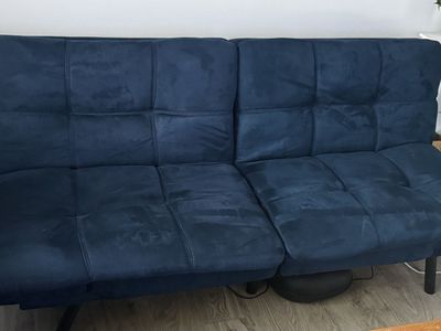 Navy Blue Futon Sofa Bed - Convertible Living Room Furniture