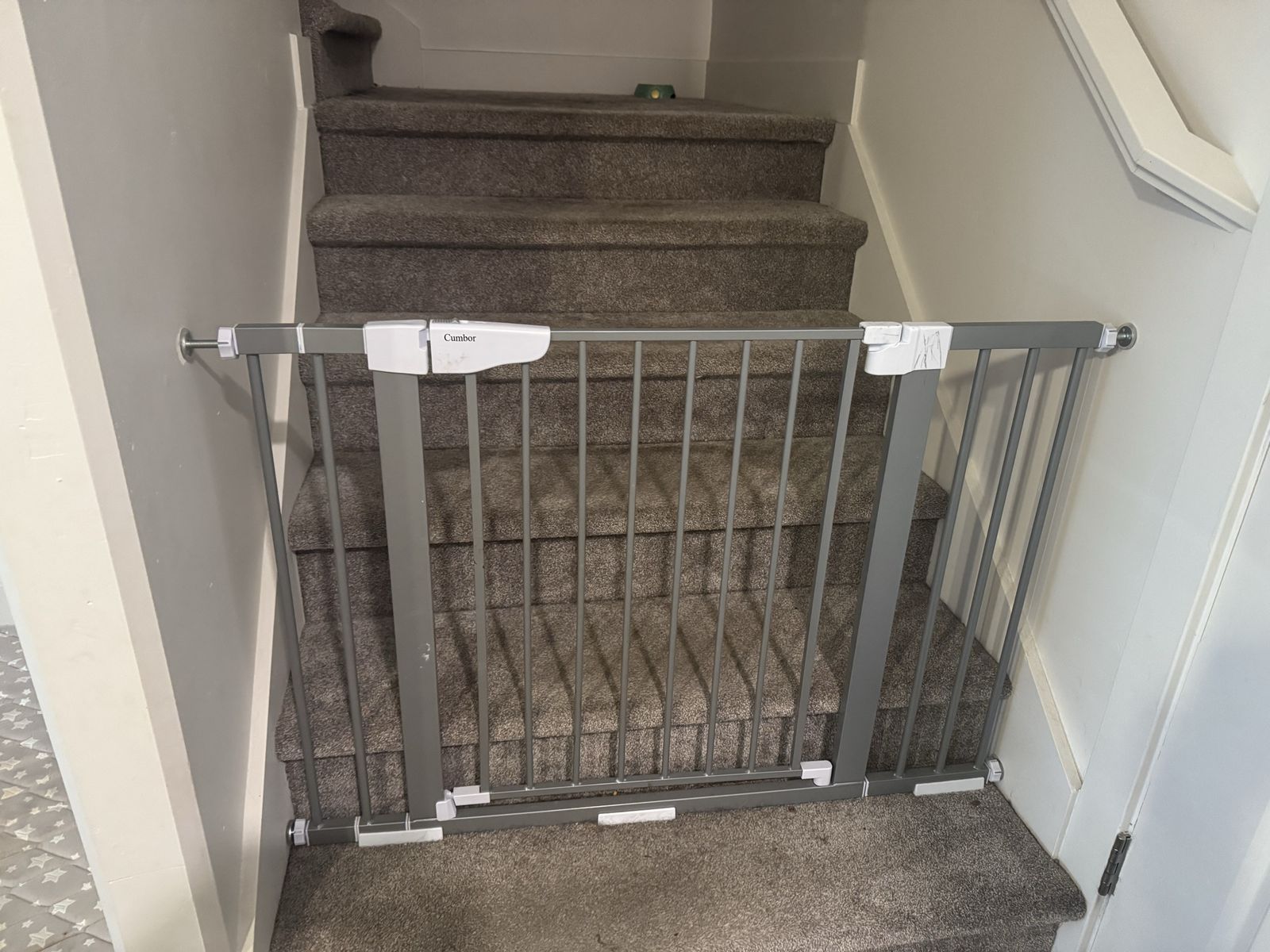 Cumbor Extra Wide Baby Gate - Gray, Adjustable Pressure Mounted Safety Gate for Stairs/Doorways
