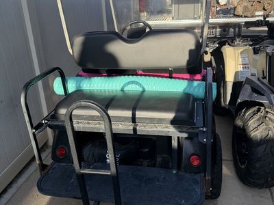 Black Golf Cart gas powered with Roof and Convertible Rear Cargo Bed