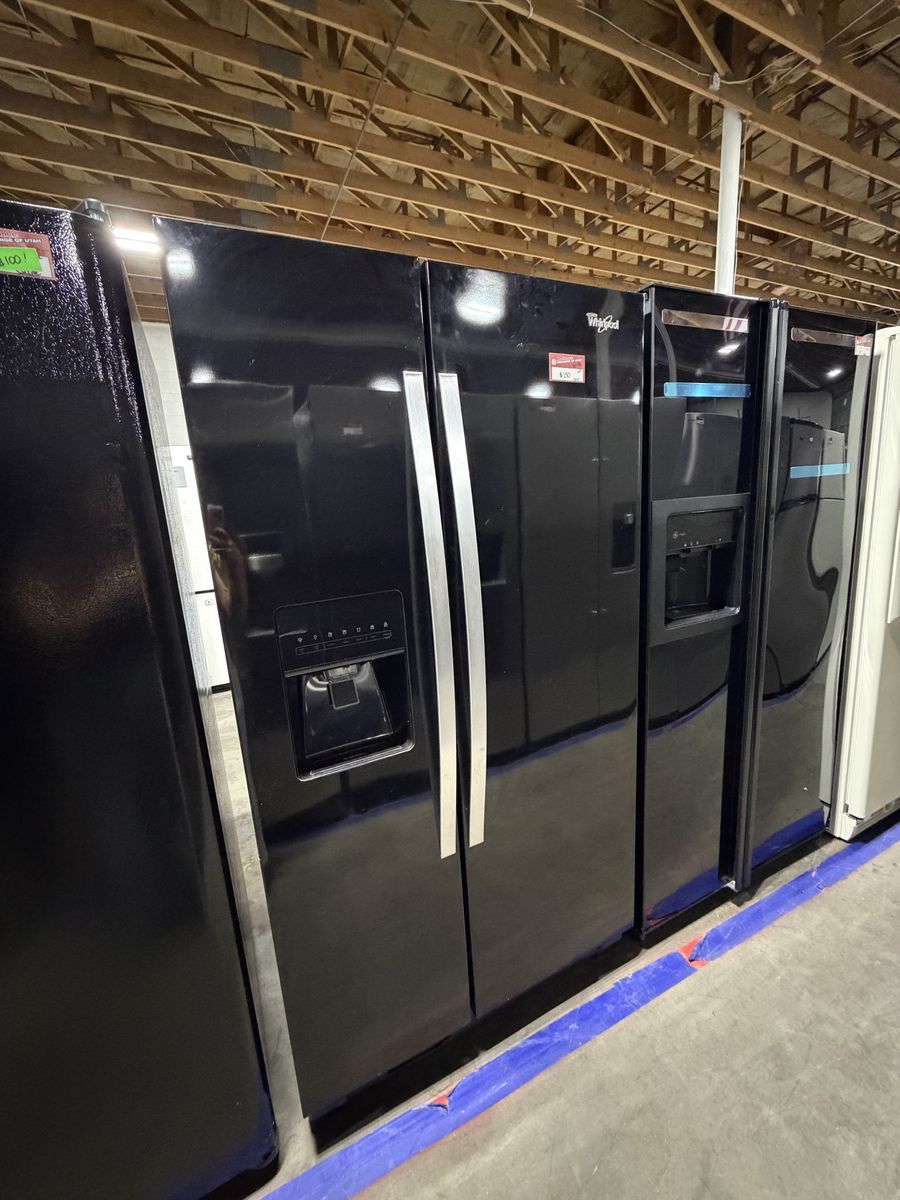 Whirlpool Black Side-by-Side Refrigerator - Excellent Condition