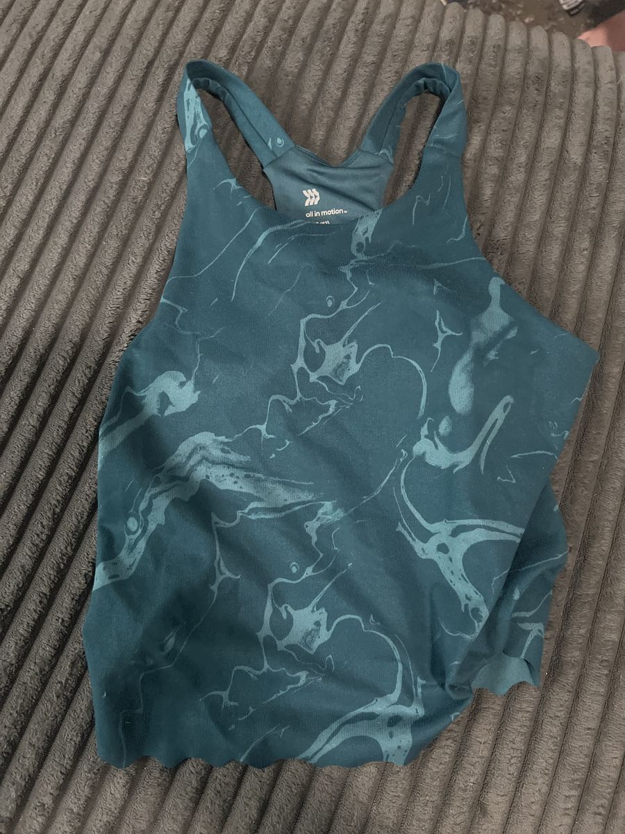 All in Motion Teal Marble Athletic Tank Top Girls Size L 10/12