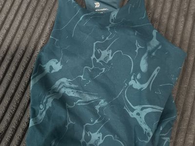 All in Motion Teal Marble Athletic Tank Top Girls Size L 10/12