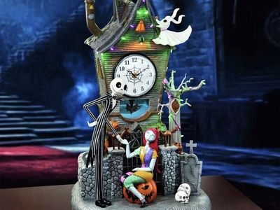 Disney Nightmare Before Christmas Jack & Sally Clock Tower with Lights & Music
