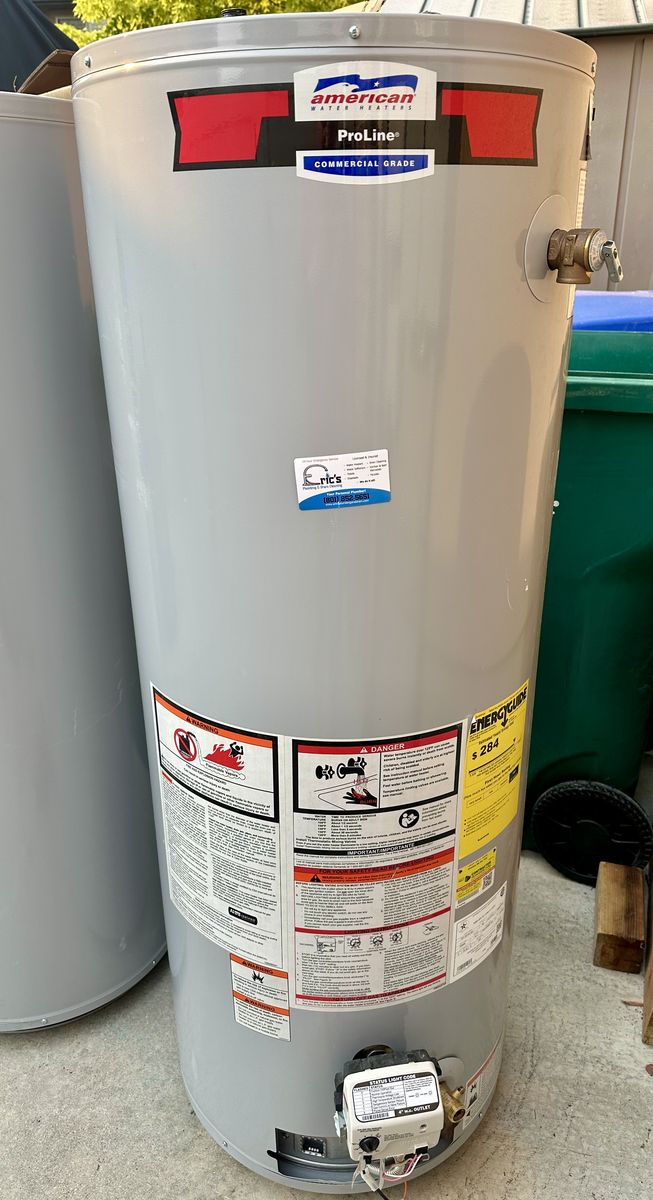 American Proline Commercial Grade 50 gallon gas water heater.