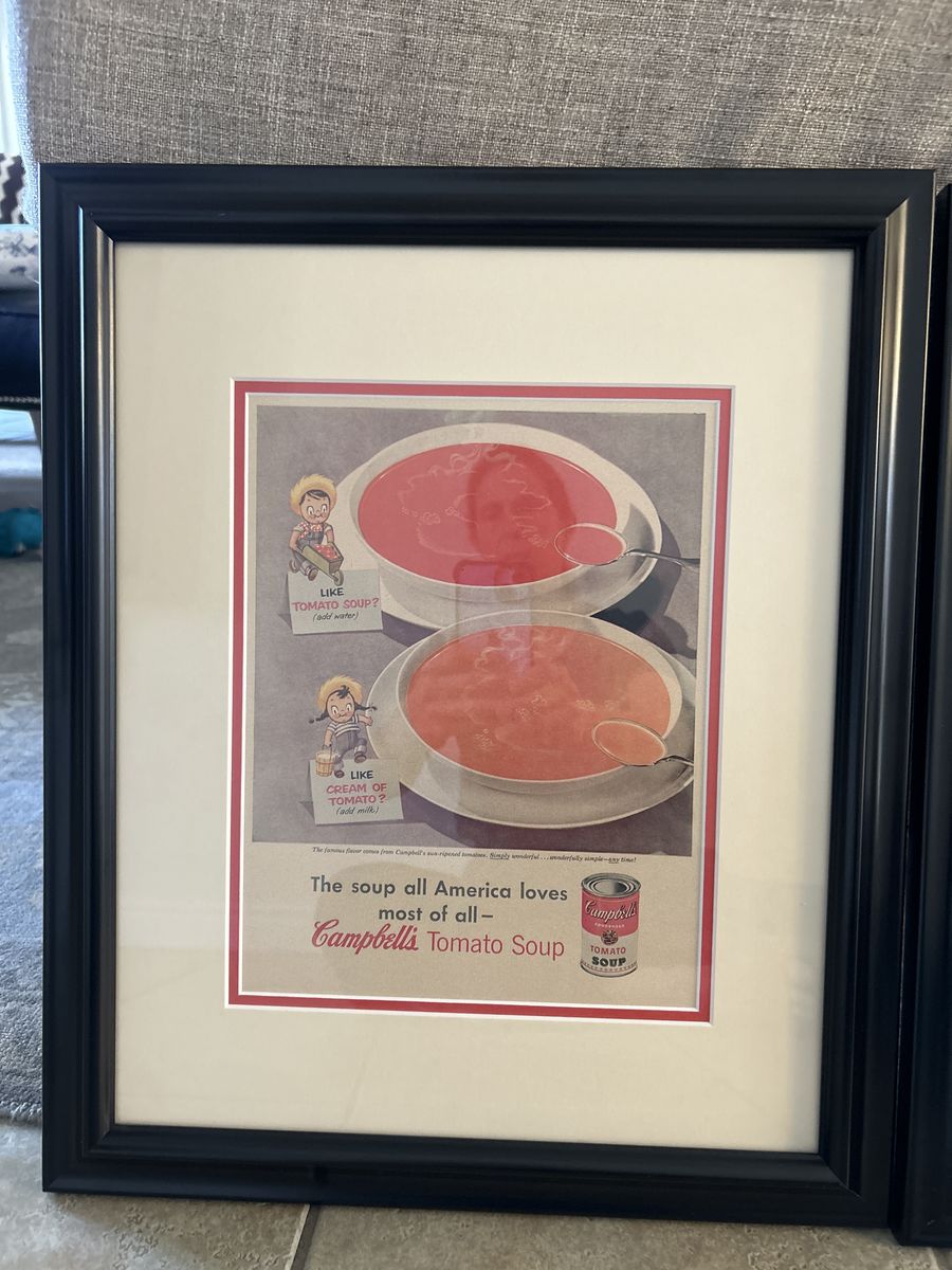 Campbell's Soup And Seven-Up Framed Pictures
