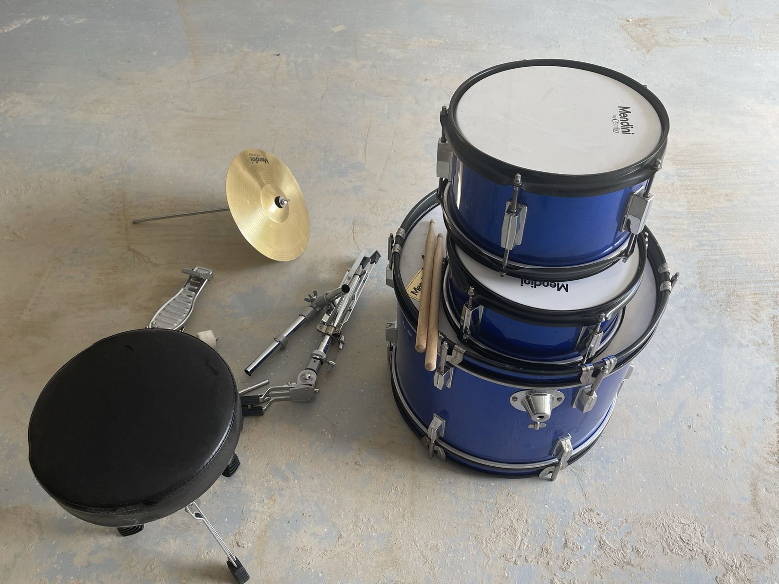 Mendini by Cecilio 3-Piece Junior Drum Set - Blue