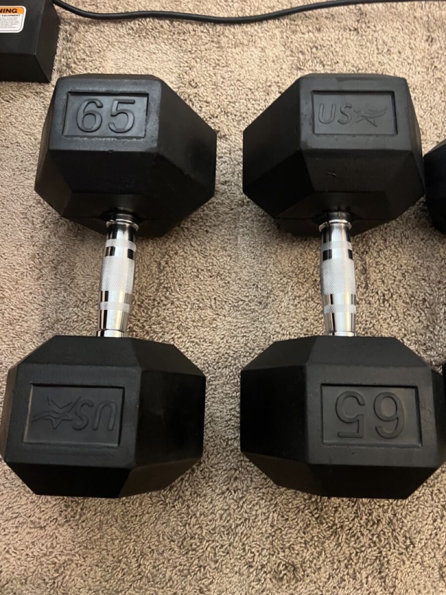 USA Sports Rubber Hex Dumbbells (sold at Scheels) - chrome handles - various weights