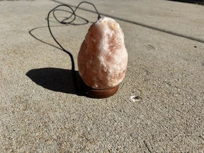 Himalayan Glow Natural Pink Salt Lamp w/ Wood Base & Dimmer Cord