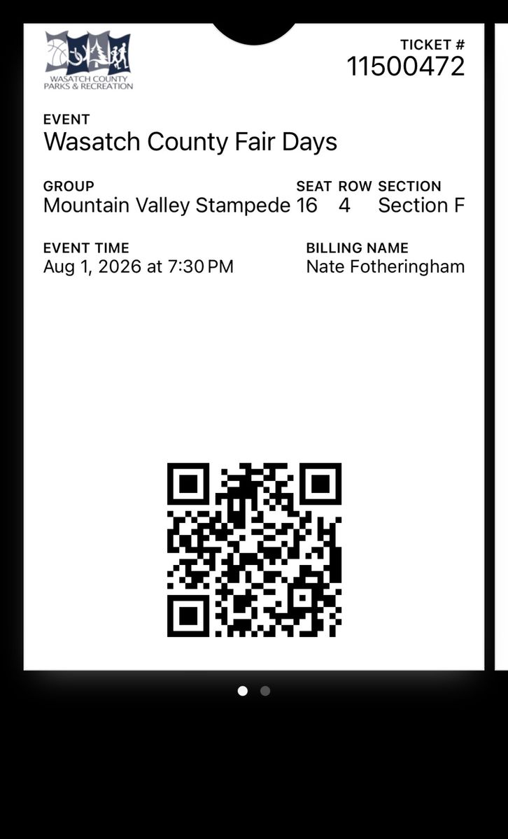 2 Wasatch County Fair Days Rodeo Tickets - Mountain Valley Stampede Section F, Row 4