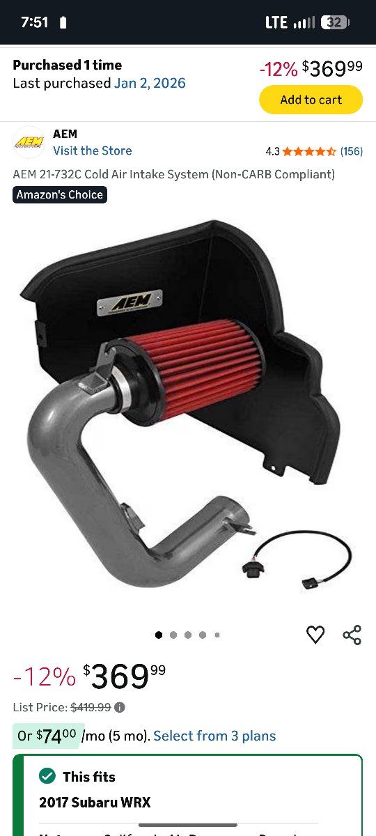 Subaru WRX intake