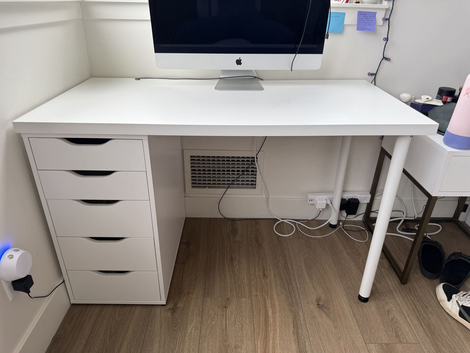 White ikea desk and drawers
