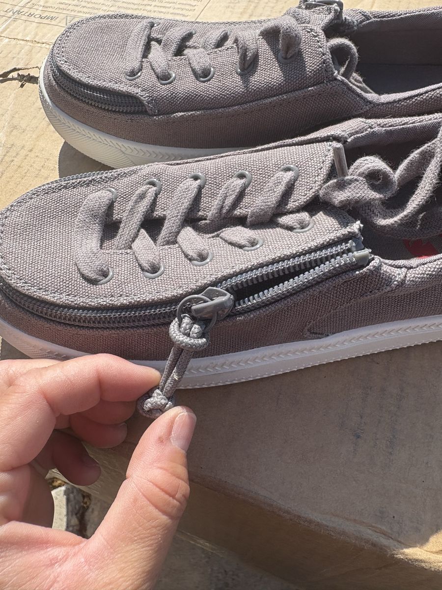BILLY Footwear Kids Grey Canvas Zip-Around Shoes Adaptive