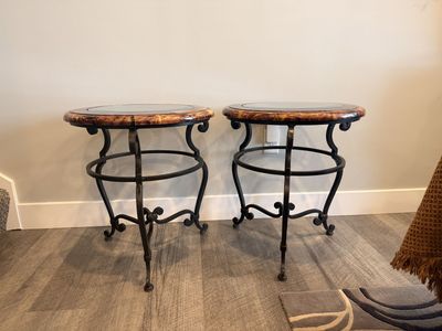 TWO Regency/art deco style vintage side tables